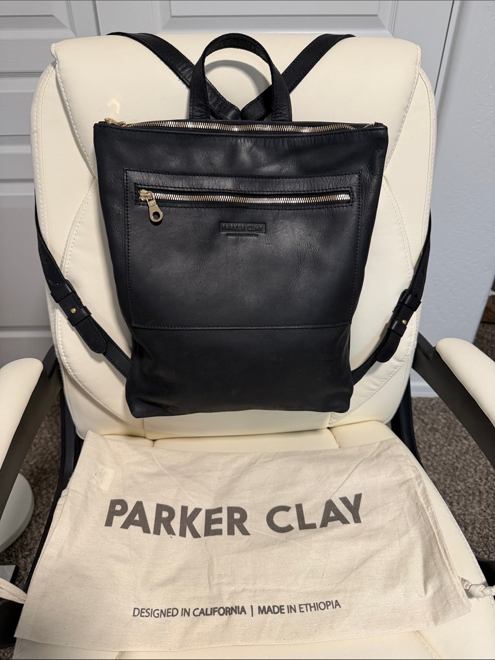 All leather backpack